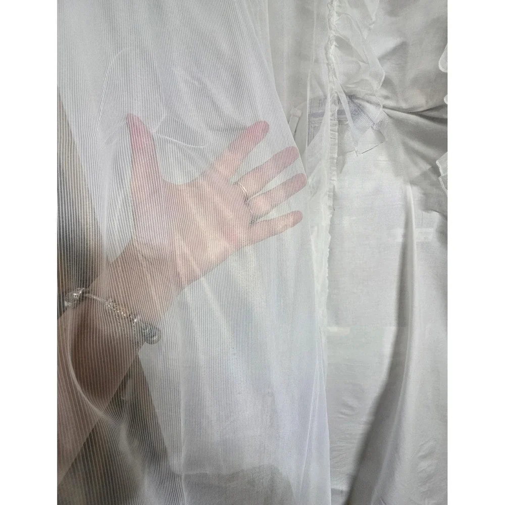 Vintage Max Kahn White Sheer Priscilla Curtains Ruffled Valance 81.5 x 45